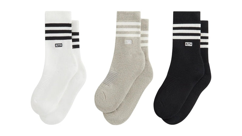 Kith x adidas Football Socks (Set of 3) White/Gray/Black