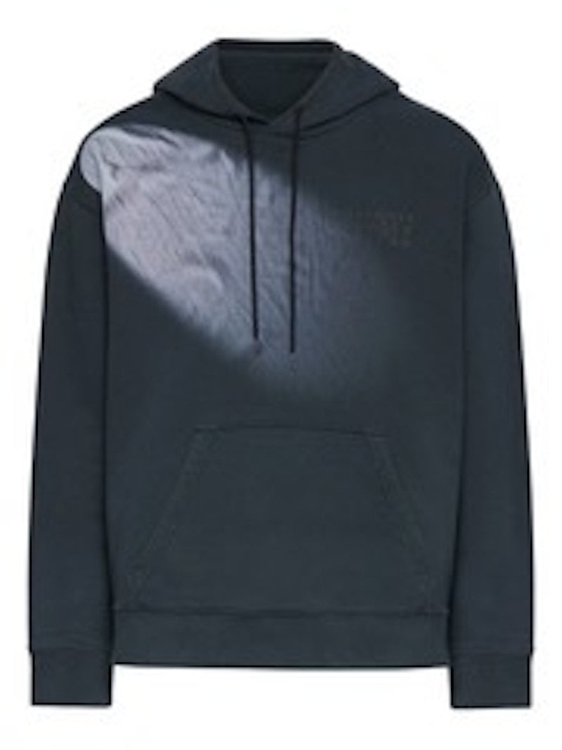 MM6 Faded Logo Embroidered Hoodie Washed Black