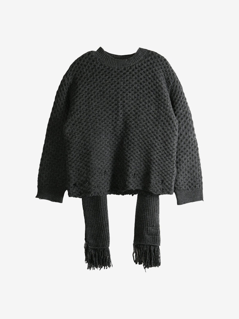 MM6 Knit Scarf Dark Grey Melange
