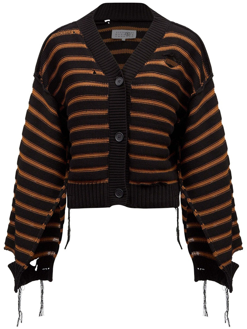 MM6 Logo Cardigan Black/Brown Clay