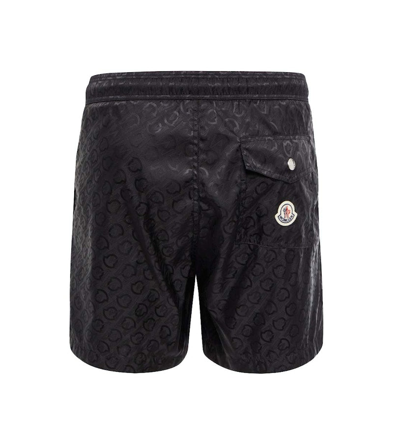 Moncler Allover Logo Swimshort Black