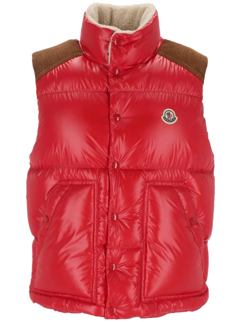 Moncler Ardeche Button-Up Down Vest Red