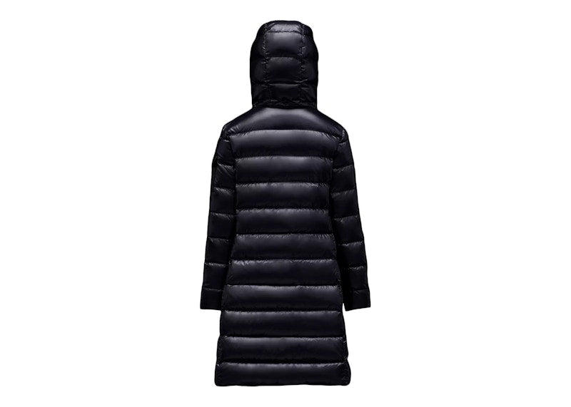 Moncler Girl's Moka Long Down Kid's Jacket Night Blue
