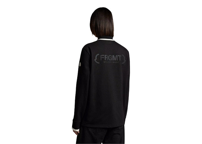 Moncler Hiroshi Fujiwara x Fragment Logo Long Sleeve Polo Shirt Black