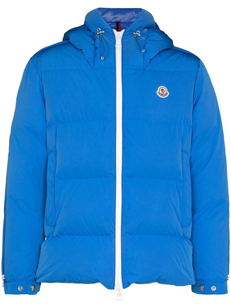 Moncler Idil Contrast-Trim Puffer Jacket Blue