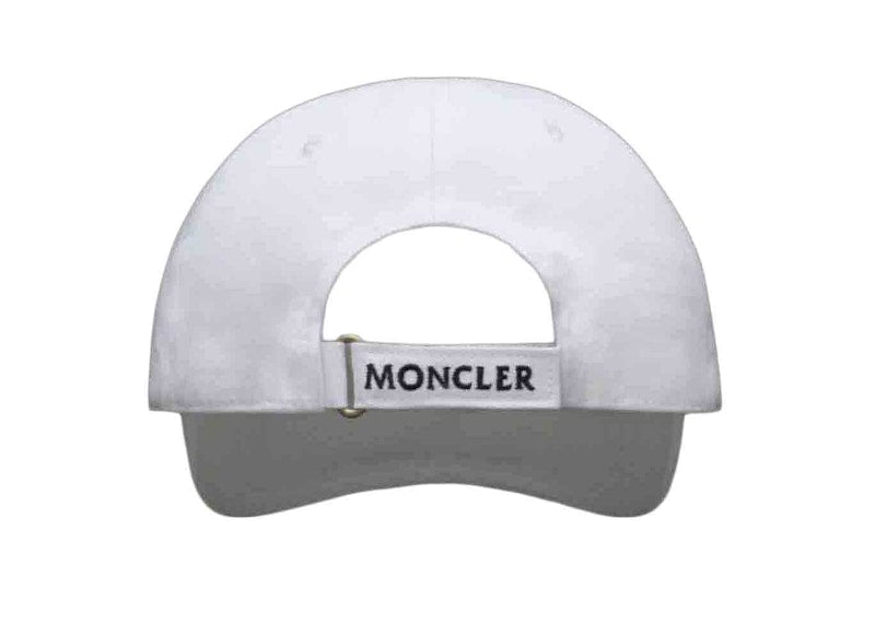Moncler Logo Embroidered Baseball Cap Silk White