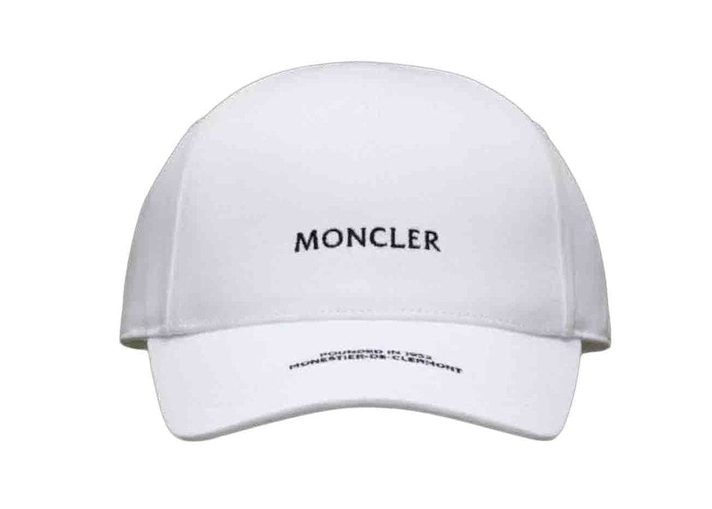 Moncler Logo Embroidered Baseball Cap Silk White