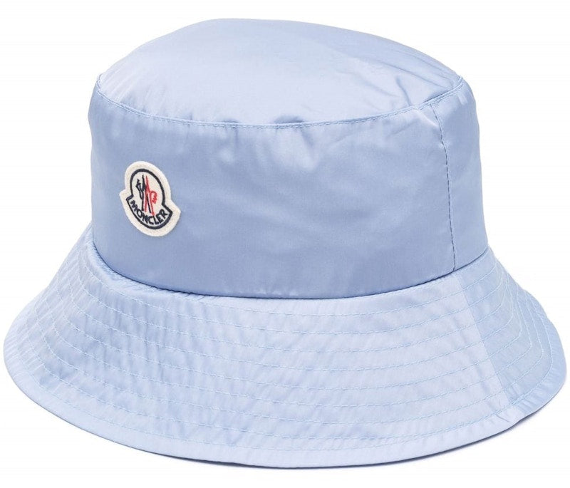 Moncler Logo Patch Bucket Hat Blue