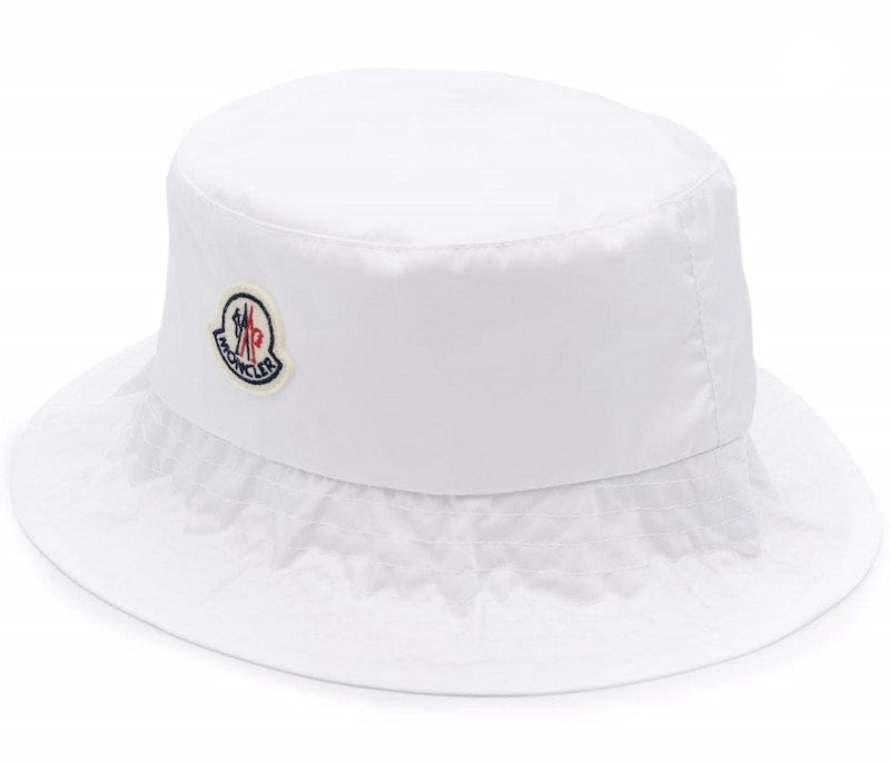 Moncler Logo Patch Bucket Hat White