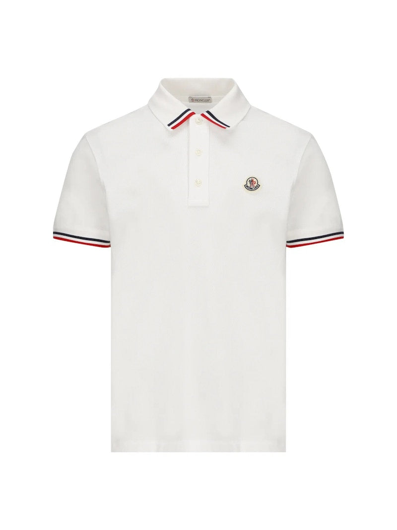 Moncler Logo Patch Short-Sleeved Polo Shirt White