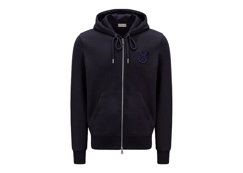 Moncler Monogram Zip-Up Hoodie Night Blue