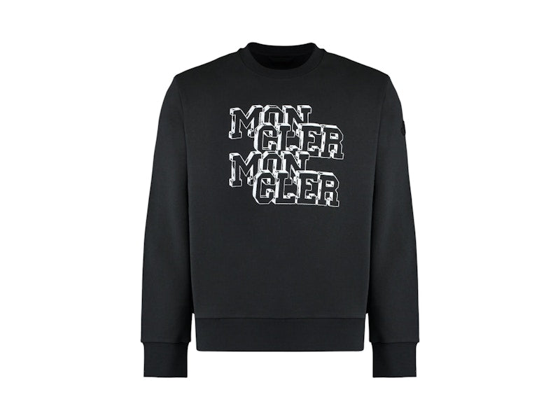 Moncler Stacked Logo Printed Sweatshirt Black