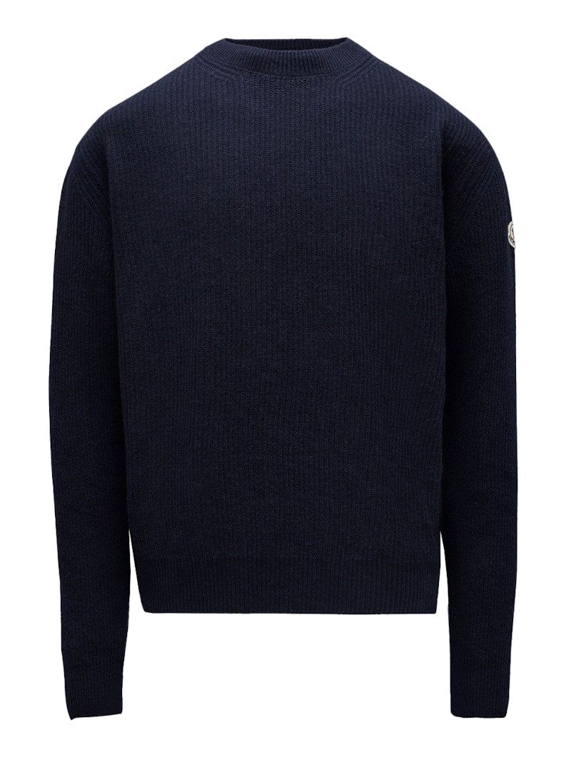 Moncler Wool and Cashmere Knit Sweater Ink Blue