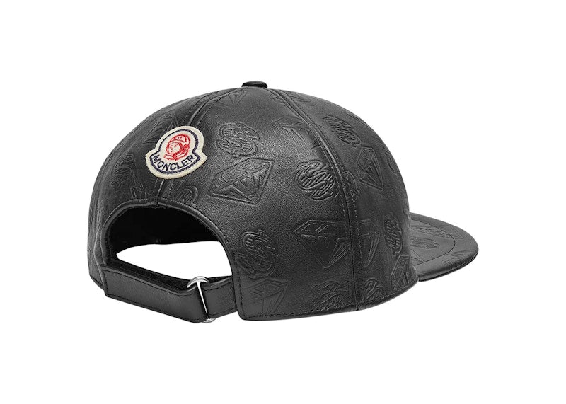 Moncler x Billionaire Boys Club Leather Baseball Cap Black Diamond & Dollar