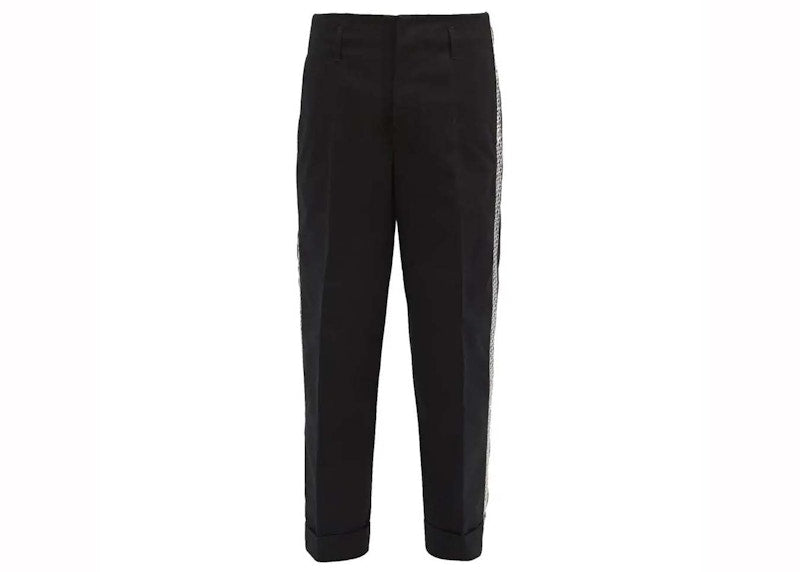 Moncler x Fragment Geometric-Embroidered Logo-Print Trousers Black