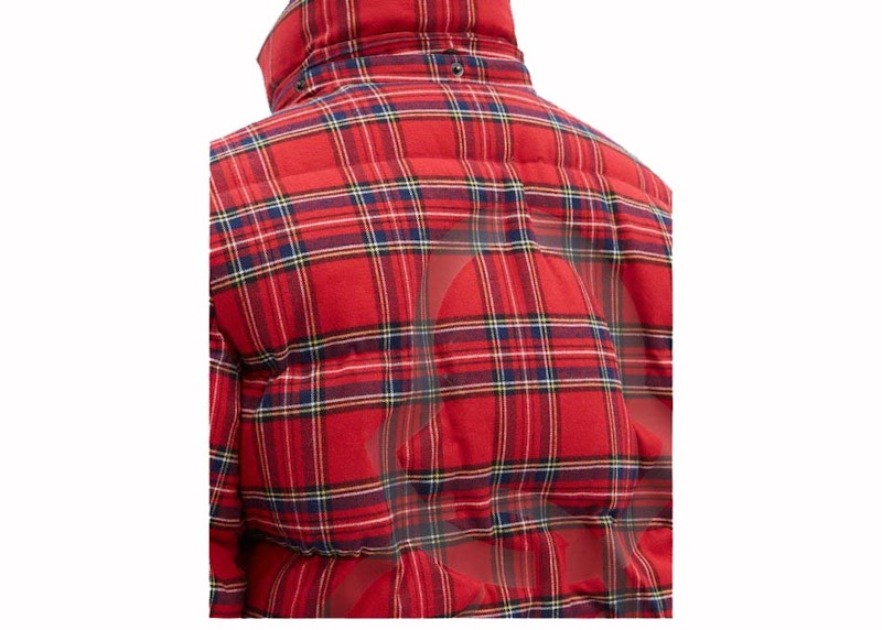 Moncler x Fragment Mayak Oversized Tartan-Flannel Quilted Down Jacket Red