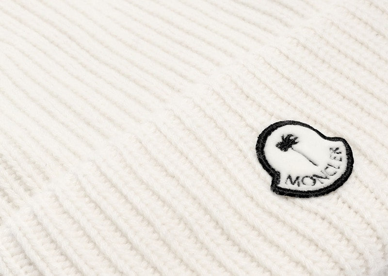 Moncler x Palm Angels Patched Ribbed Beanie FW21 White