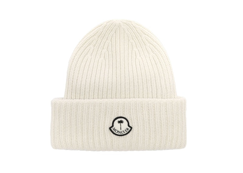 Moncler x Palm Angels Patched Ribbed Beanie FW21 White