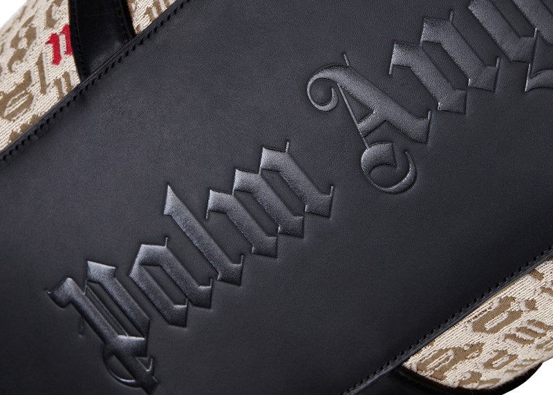Moncler x Palm Angels Printed Duffle Bag Logo Pattern Jacquard Beige/Black