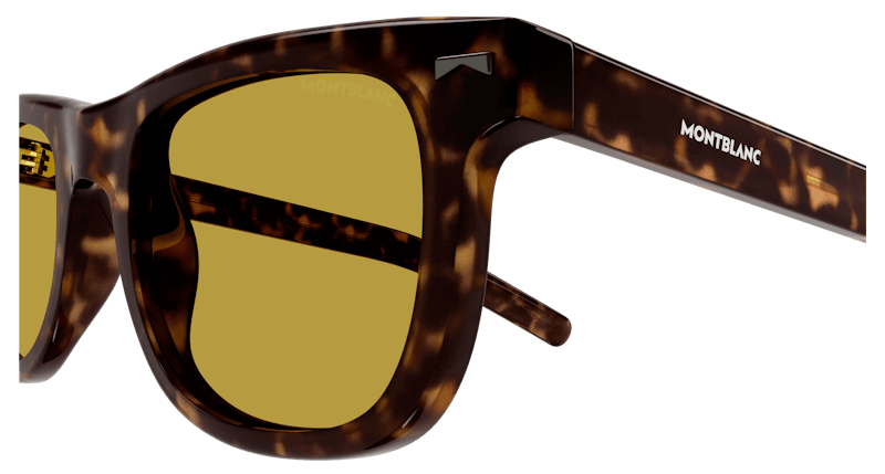 Mont Blanc Rectangular Sunglasses Havana Havana Yellow-Yellow (MB0260S-002)