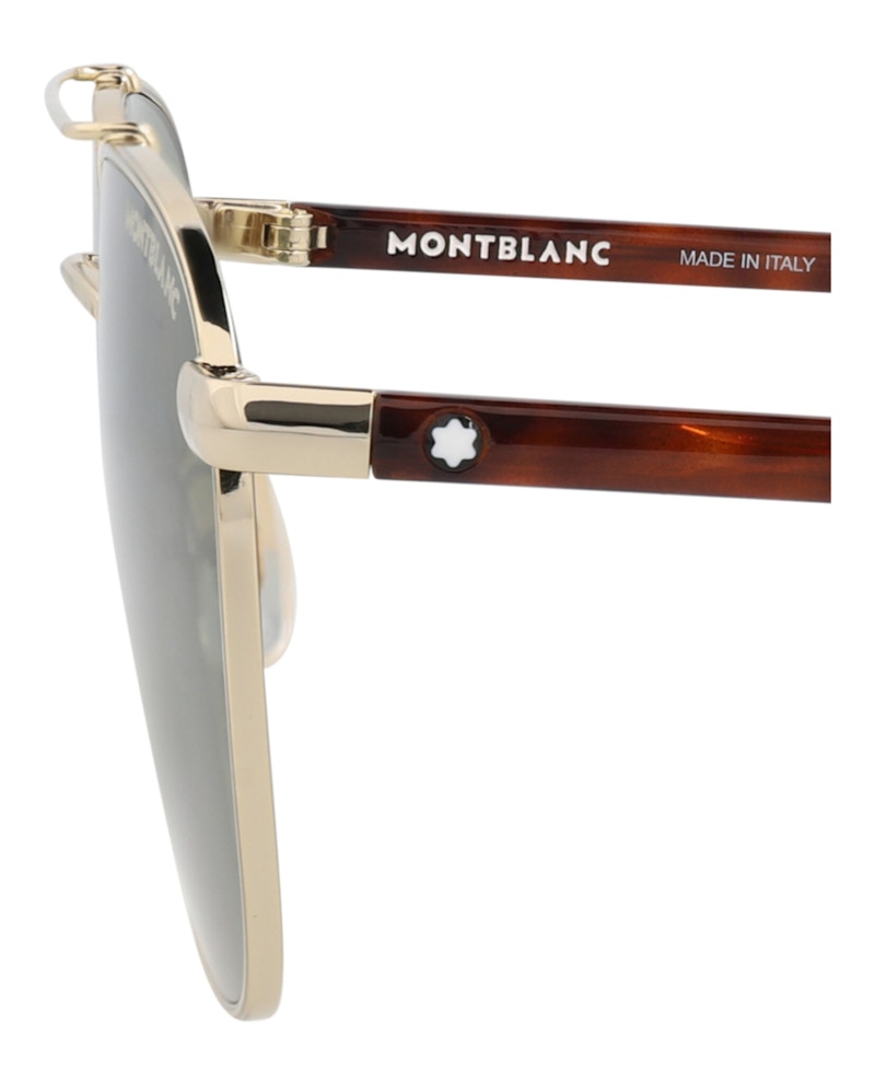 Montblanc Aviator-Frame Metal Sunglasses GOLD HAVANA GREEN (MB0114S-30009067-003)