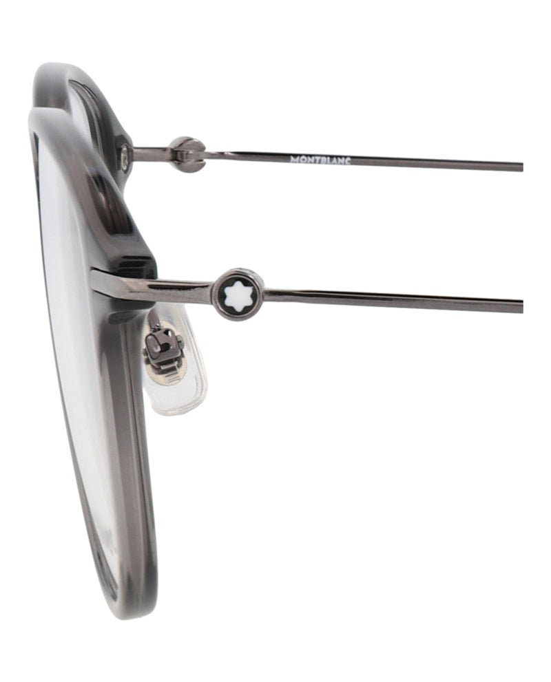Mont Blanc Round-Frame Injection Optical Frames Grey Ruthenium Transparent (MB0155O-30010178-001)