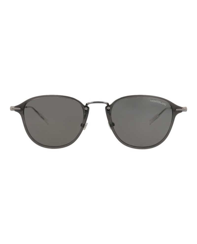 Montblanc Round-Frame Injection Sunglasses GREY RUTHENIUM GREY (MB0155S-30010173-001)