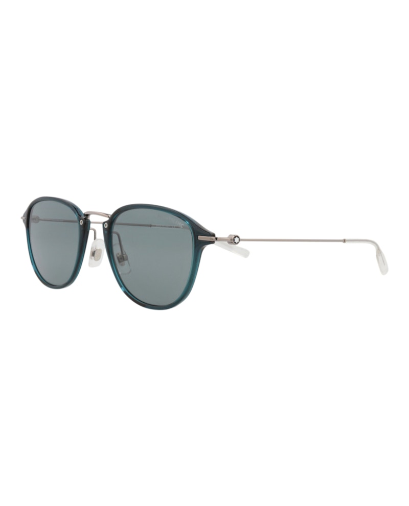 Montblanc Round-Frame Injection Sunglasses Green Ruthenium Grey (MB0155S-30010173-007)