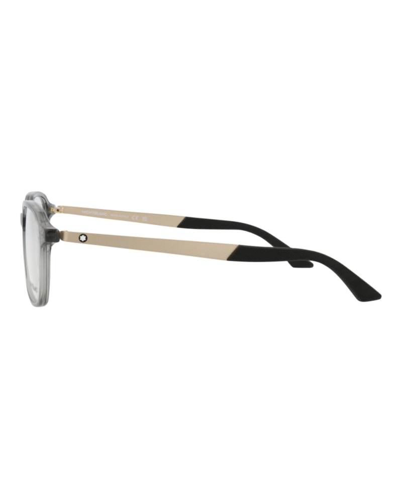 Montblanc Round-Frame Recycled Acetate Optical Frames Grey Gold Transparent (MB0335OA-30015020-004)