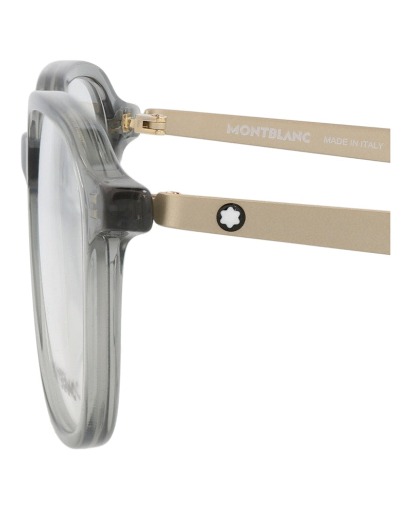 Montblanc Round-Frame Recycled Acetate Optical Frames Grey Gold Transparent (MB0335OA-30015020-004)