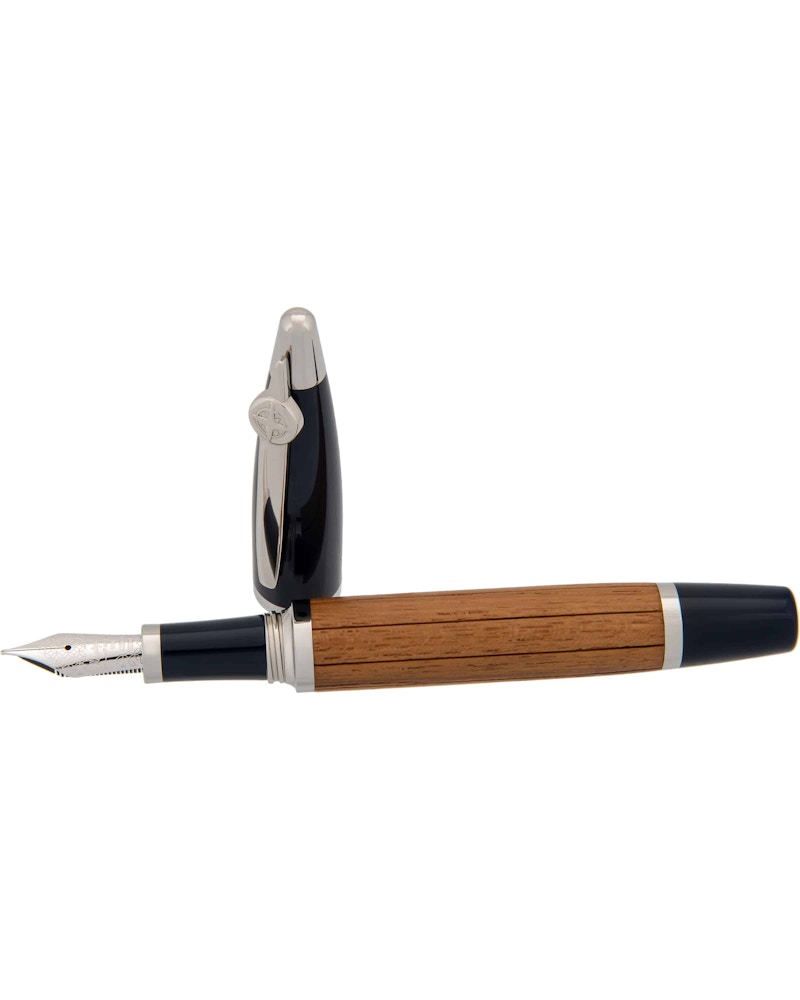 Montegrappa Lo Spirito Blue Resin/Teak 5.75in Fountain Medium ISSPN3IW