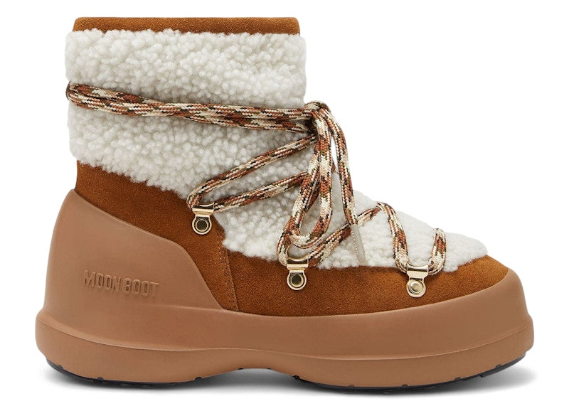 Moon Boot Luna Shearling Boots Whisky Off White (Women's)