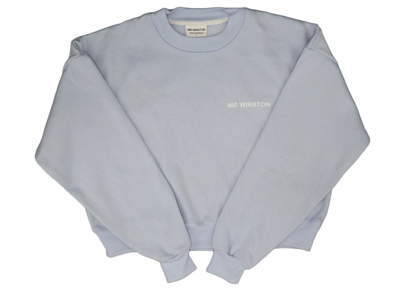 Mr Winston Cropped Crewneck Sweatshirt Baby Blue
