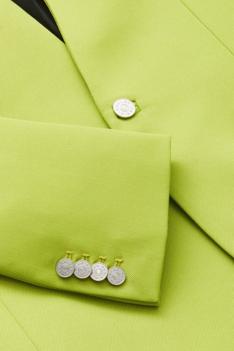 Mugler H&M Defined-Waist Wool Blazer (Mens) Acid Green
