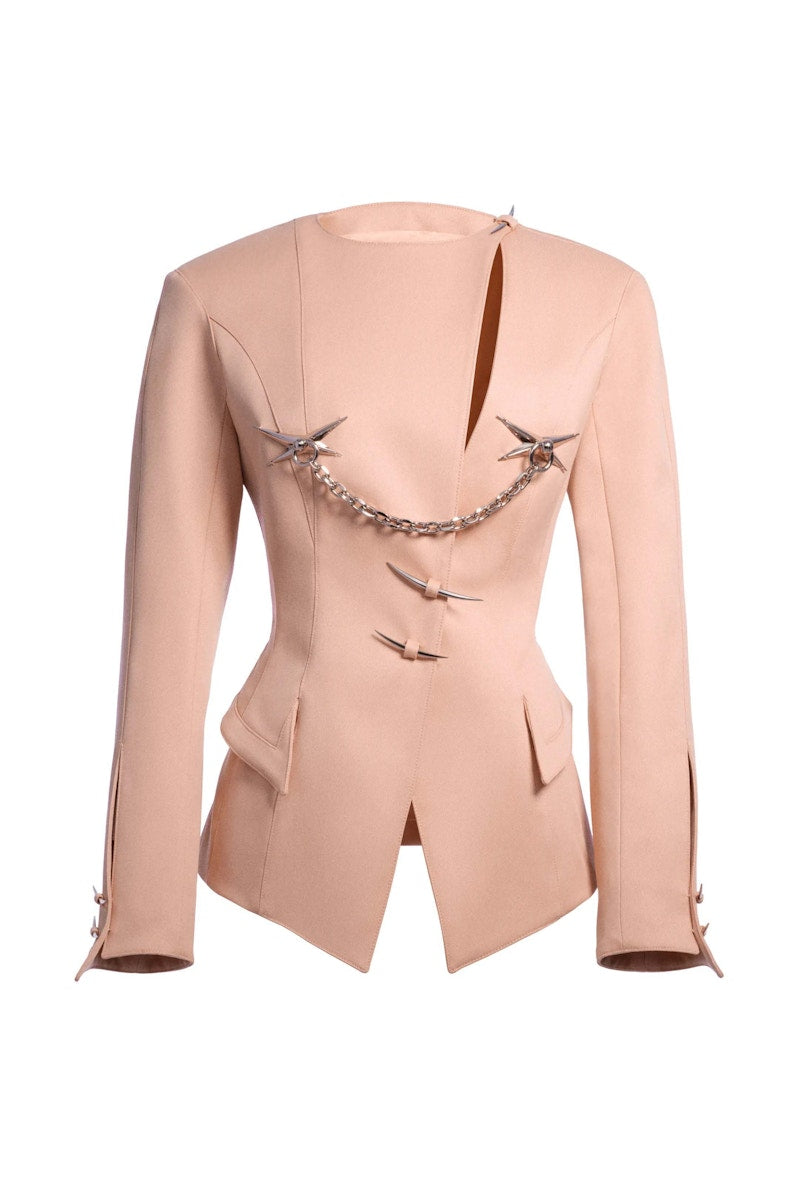Mugler H&M Hourglass Wool Jacket Antique Pink