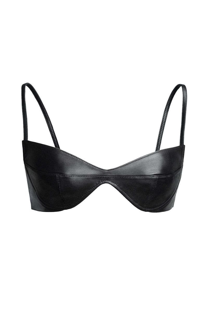 Mugler H&M Leather Bra Black