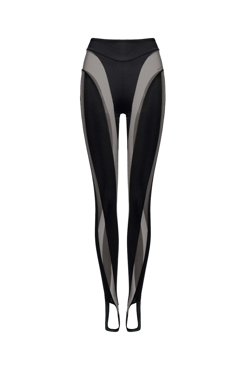 Mugler H&M Mesh-Paneled Stirrup Leggings Black