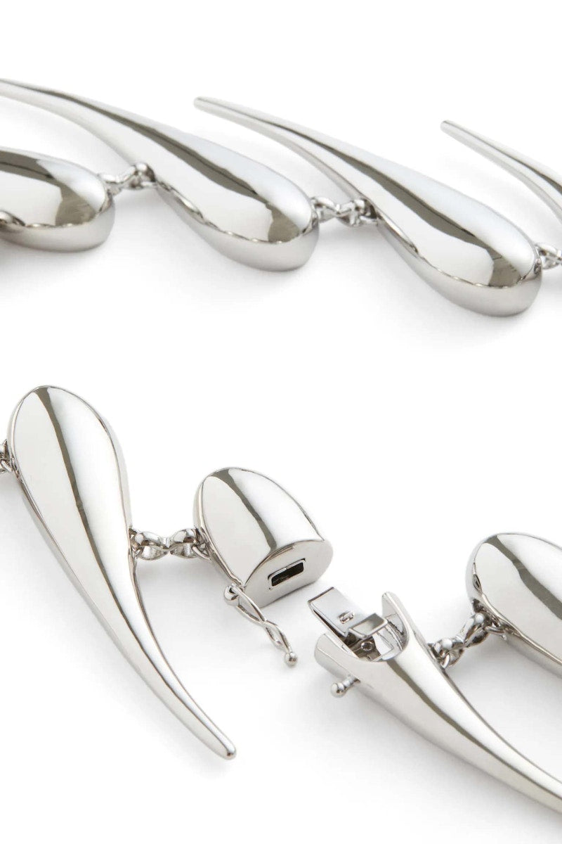 Mugler H&M Chunky Metal Linked Teardrop Necklace Silver-colored