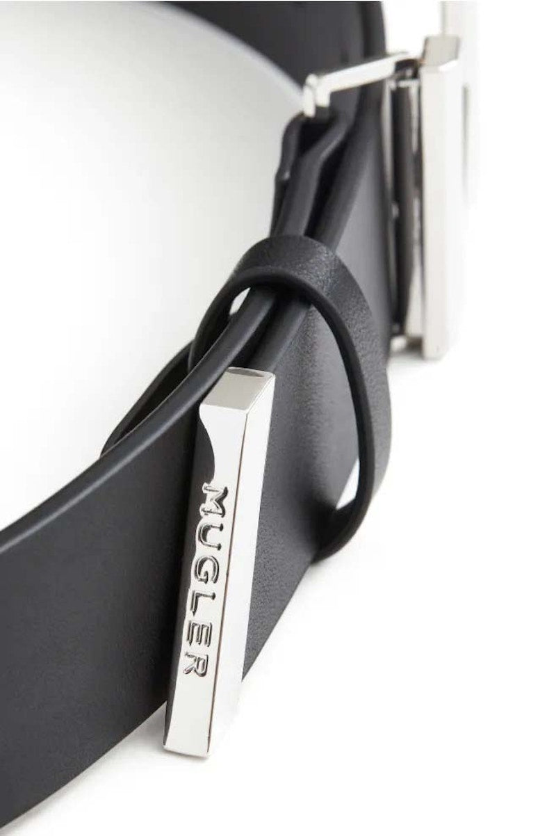 Mugler H&M M-Buckle Leather Belt (Mens) Black