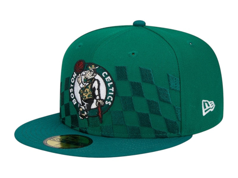 NBA Boston Celtics New Era Rally Drive Checkerboard 59Fifty Crown Fitted Hat Kelly Green