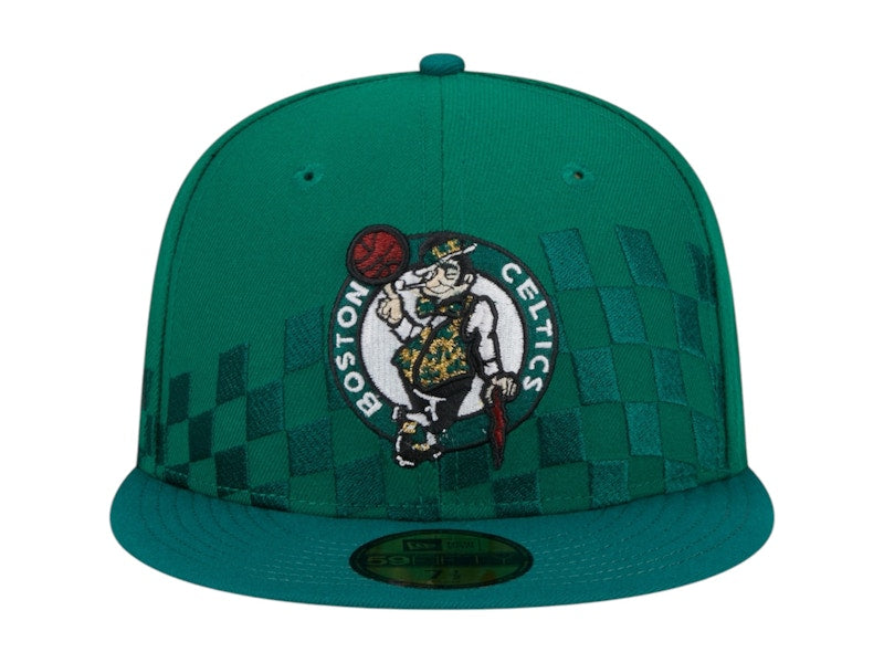 NBA Boston Celtics New Era Rally Drive Checkerboard 59Fifty Crown Fitted Hat Kelly Green