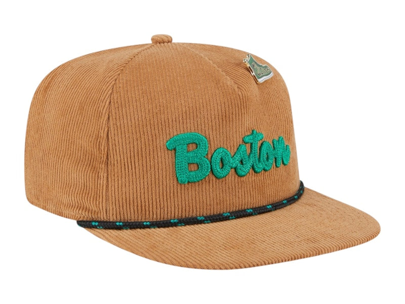 NBA Boston Celtics New Era Victory Grove Corduroy Sneaker Pin Golfer Adjustable Hat Tan