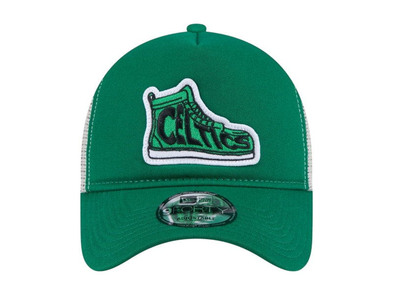 NBA Boston Celtics New Era Victory Grove Vintage Sneaker Trucker 9Forty Adjustable Hat Kelly Green