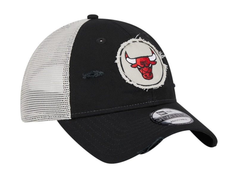 NBA Chicago Bulls New Era Rally Drive Distressed Patch 9Twenty Trucker Adjustable Hat Black