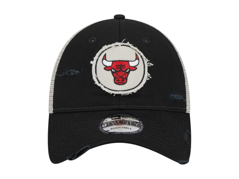 NBA Chicago Bulls New Era Rally Drive Distressed Patch 9Twenty Trucker Adjustable Hat Black