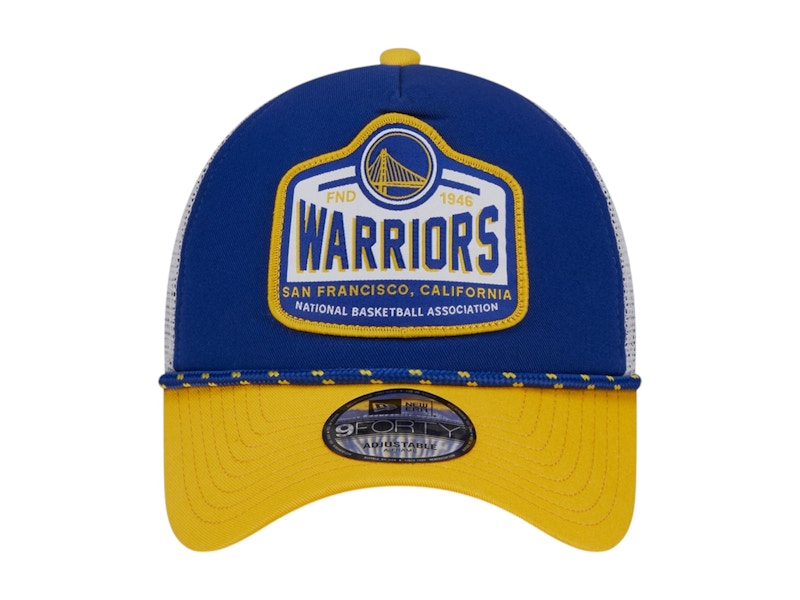 NBA Golden State Warriors New Era A-Frame 9Forty Trucker Hat Royal Blue