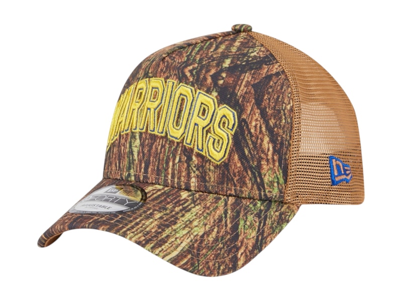 NBA Golden State Warriors New Era Camo Victory Grove Forest A-Frame Trucker 9Forty Adjustable Hat Camo