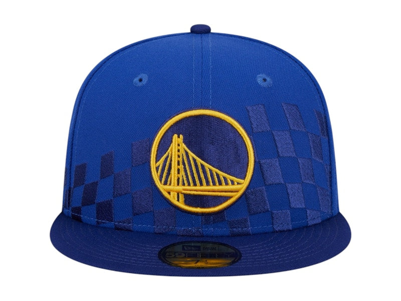 NBA Golden State Warriors New Era Rally Drive Checkerboard 59Fifty Crown Fitted Hat Royal Blue