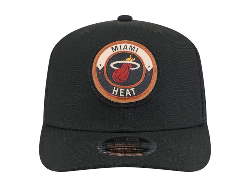 NBA Miami Heat New Era Victory Grove Circle Patch 9Seventy Adjustable Hat Black