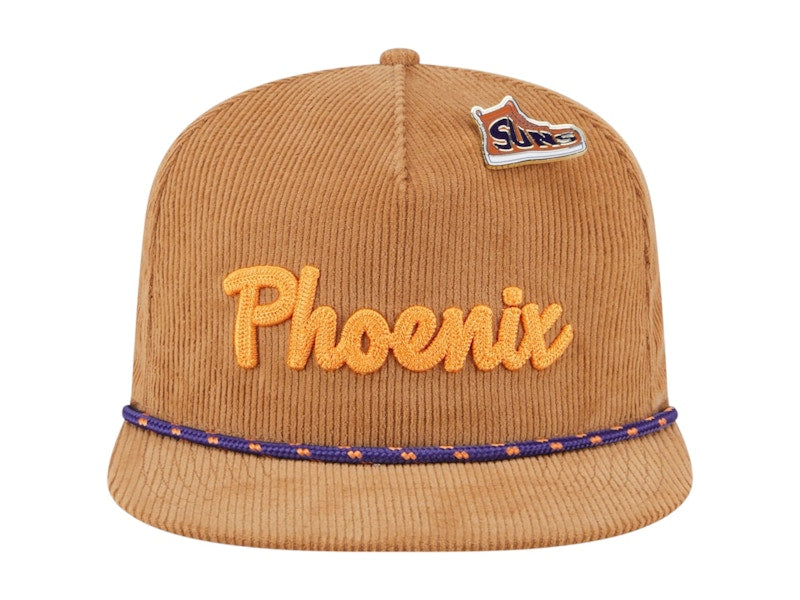NBA Phoenix Suns New Era Victory Grove Corduroy Sneaker Pin Golfer Snapback Hat Tan